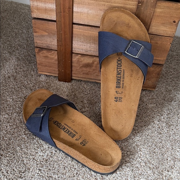 Birkenstock Madrid Birko-Flor Sandals Graceful Midnight Blue Size 40 US 9 EUC - Picture 4 of 8